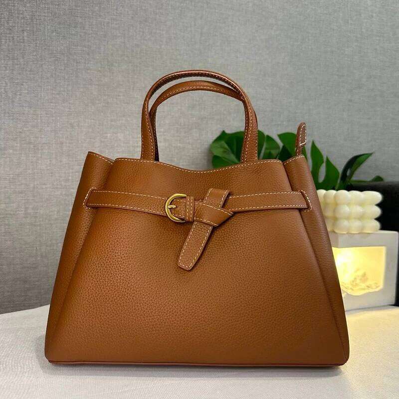 Women's Bags Designer England Style Bags For Women Designer Handbag Purse New In PU Vintage Lychee Texture Belt Buckle Top Handle Shoulder