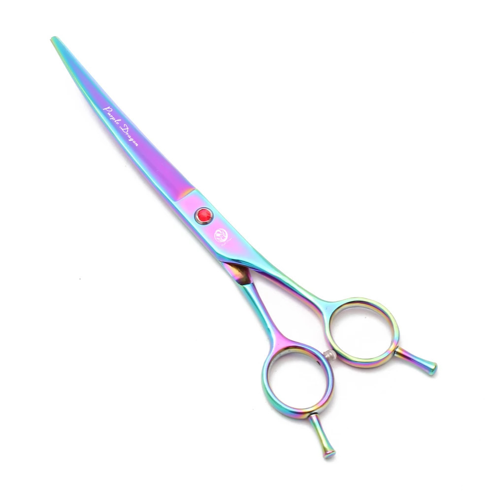Pet Curved Scissors Purple Dragon 8 22.5cm JP Stainless Dogs Grooming Scissors Animal Up Down Curved Shears 4003# Pet Scissors 250611