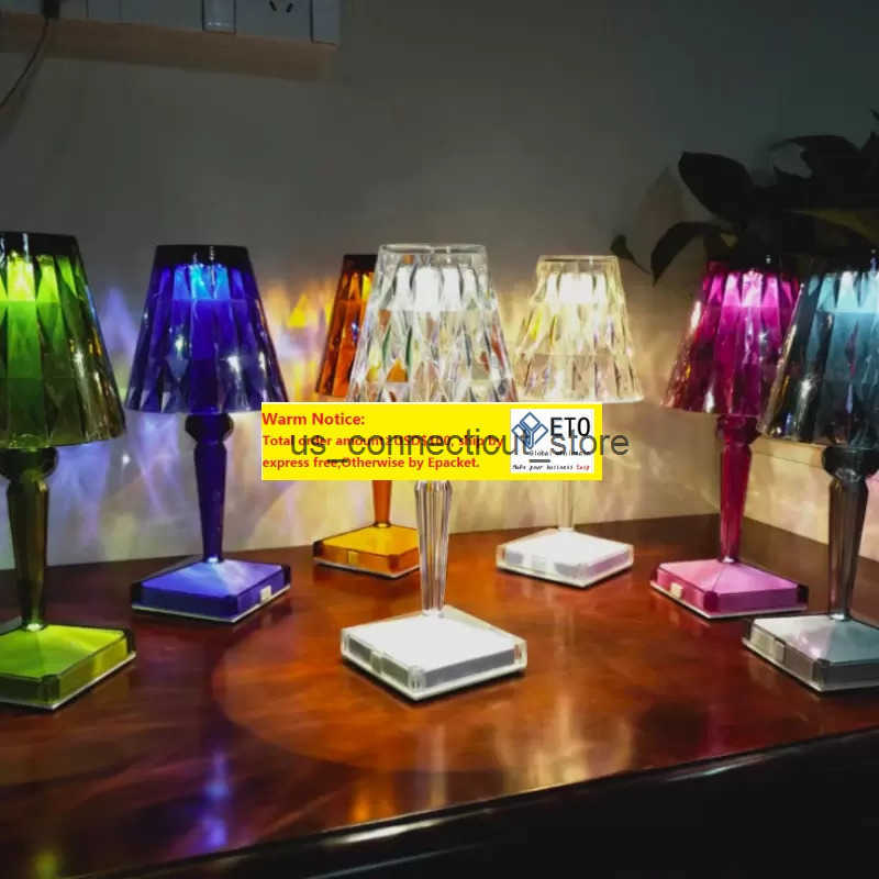 Italian Design Acrylic Kartell Battery Table Lamp Charging LED Night Light Touch USB Brilliant Flower Lamps Room Hotel Decor Q250616
