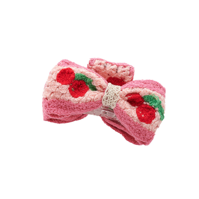 New holiday style knitted bow hair grip flowers fruit hollow women's small fresh grasp clip hair accessories