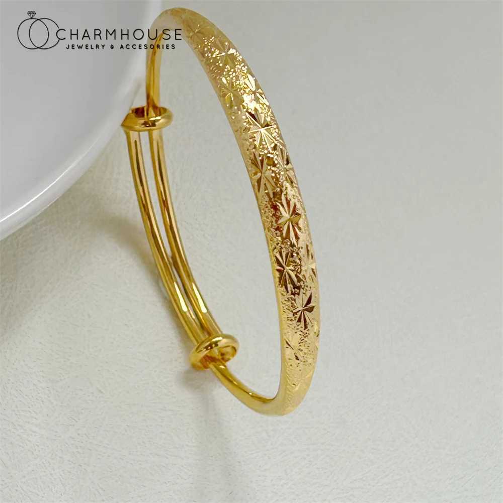 Womens Hand Gold Color Smooth Stars Cuff Bangles Adjustable Pulsera Femme Wedding Jewelry Accessories Party Gifts Z250616