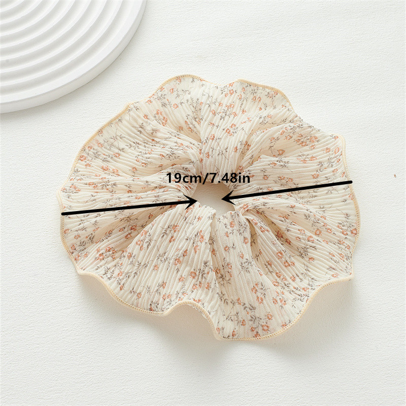 Elegant large intestinal circles advanced sense of broken flowers ruffled hair band tie ponytail headband leather band head flower hair accessories