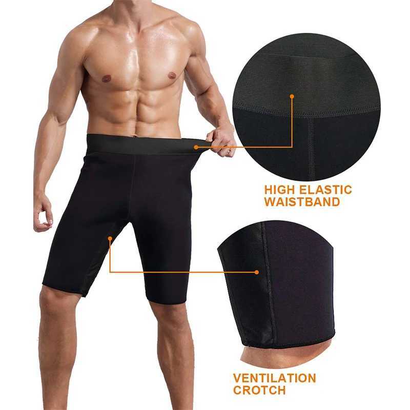 Sauna Sweat Pants for Men Hot Thermo Shorts Compression High Waist Leggings Gym Polymer Boxer Workout Fitness Anti-Slip Shaper W250616