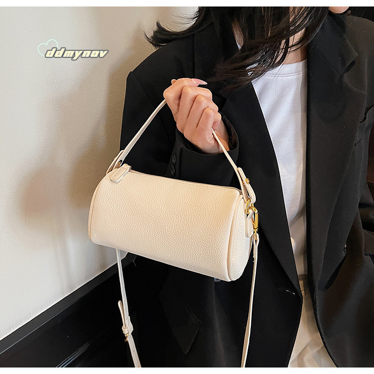 This Year's Trend: Simple Solid Color Niche Cylinder Handheld Crossbody for Women 2025 New Fashion Versatile Small Bag ddmynov ddmynov