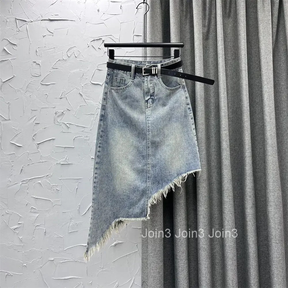 Tight Gyaru Midi Jeans Skirts for Women Wrap High Waist Clothing Trend 2025 Quality Harajuku Premium Y2k Blue Woman Denim Skirt