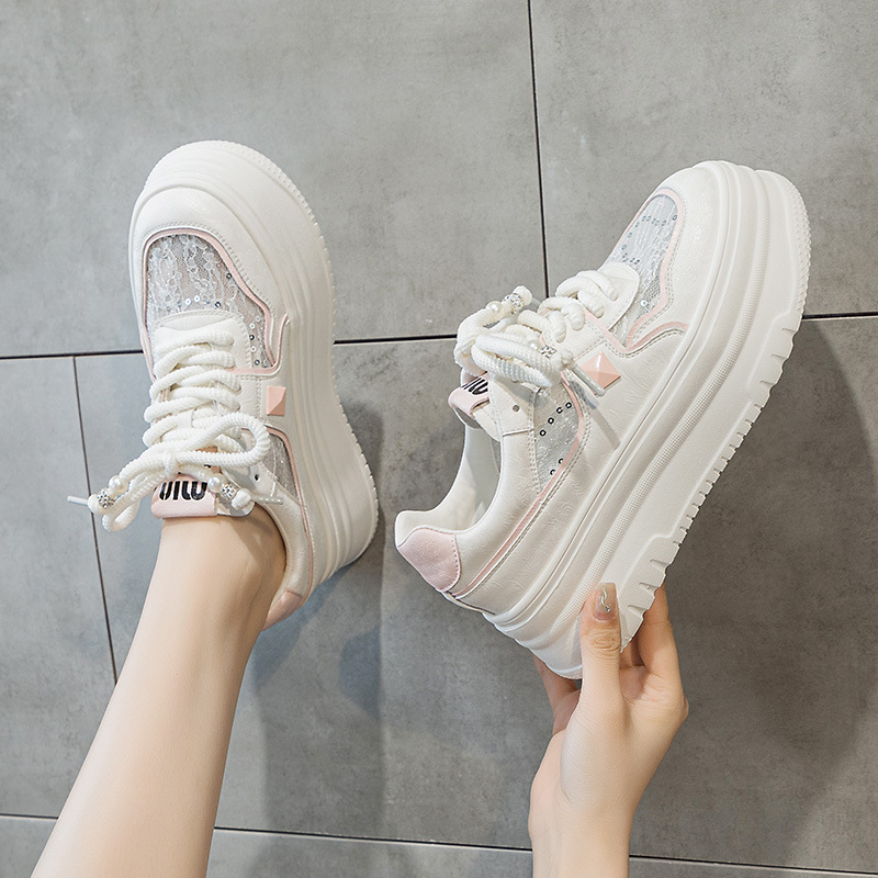 2025 new Women Chunky Platform Fashion Autumn Breathable Comfort tennis Feminino Sport Shoes White women Sneakers pink
