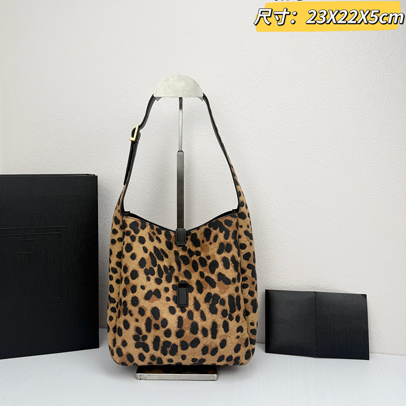 Lady Designer Vintage LE 5A Two-tone Leopard Underarm Hobo Shoulder Bag Large Capacity Medium Card Holder Casual Tote Hobos Stylish Outdoor Sacoche Purse 23x22x5cm