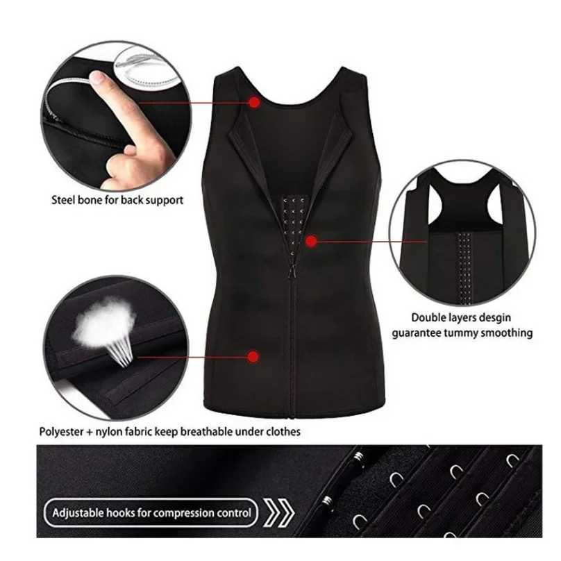 Sauna Vest Reductive Girdle Body Shaper Men abdomen Corset Sweat Slimming Belt Belly Underwear Fat Burner Chest Abdominal Binder W250616