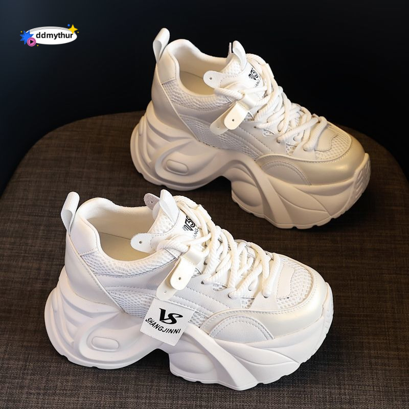 2025 Spring Summer New Style Versatile Mesh Sneakers for Petite Women, Height Increasing Platform Lightweight Shoes ddmythur