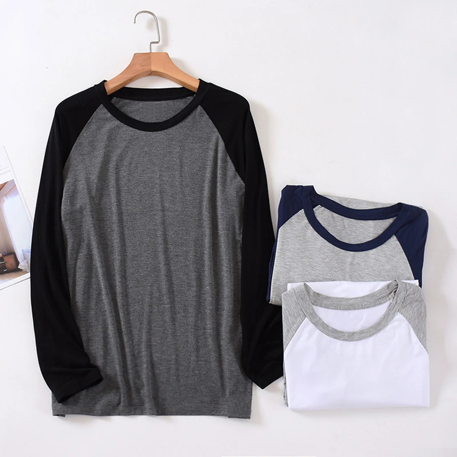 Mens Pajama Top Long Sleeved Bottomshirt Thin Loose Sleepwear Home Wear For Man Fall Winter y250614