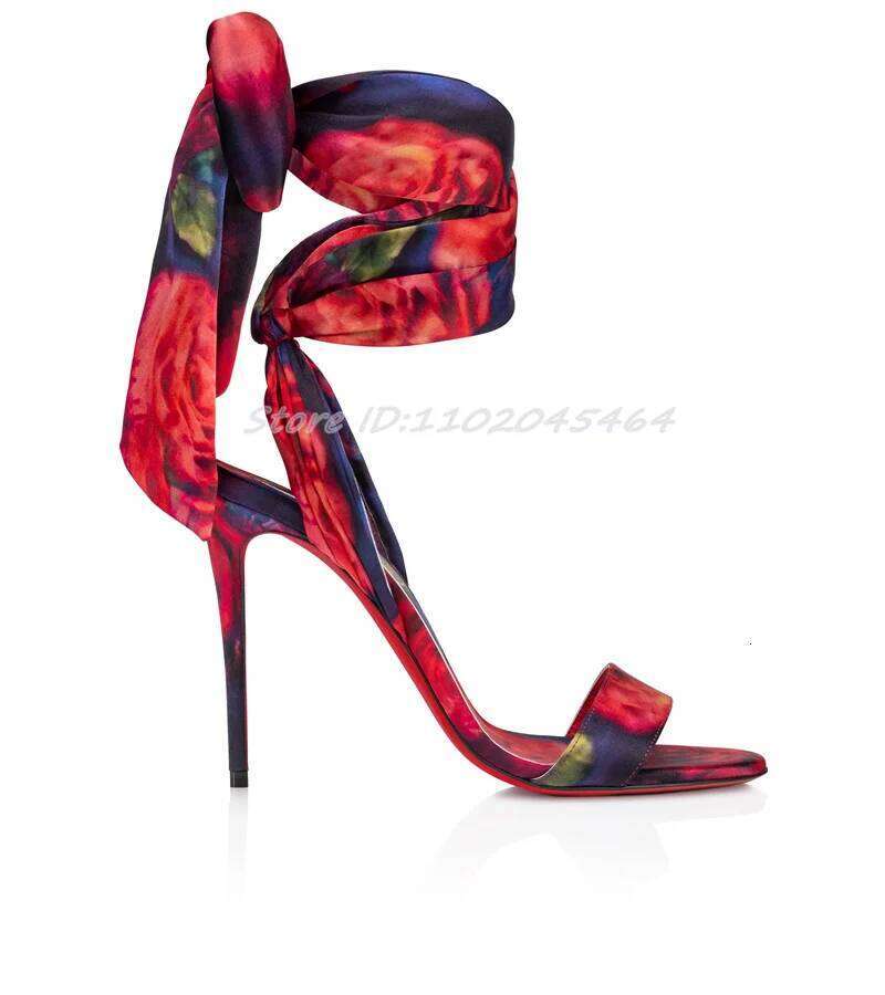 2025 New in Satin Ribbon Warp Multicolor Sandals Women's Designer Party High Heels Chic Sexy Bow10cm Stilettos Shoes