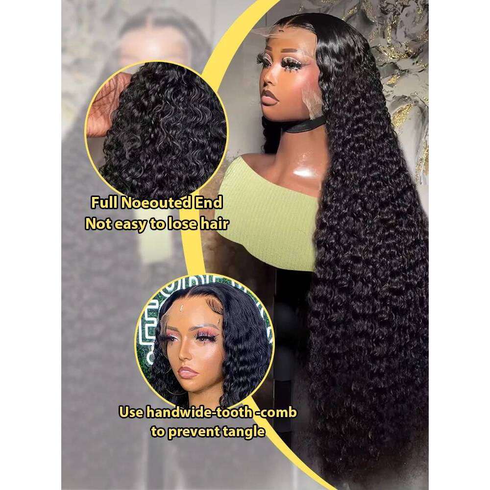 HD Transparent Brazilian Remy Human Hair Wig 30 32 40 Inch Deep 13x4 Curly Front 13x6 Water Wave Lace Frontal Wigs