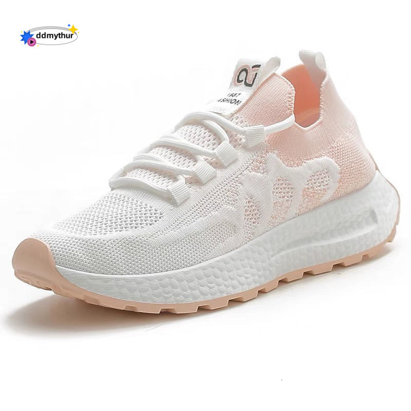 Summer Flyknit Sneakers Women's Spring New Versatile Mesh Breathable Casual Running Shoes ddmythur