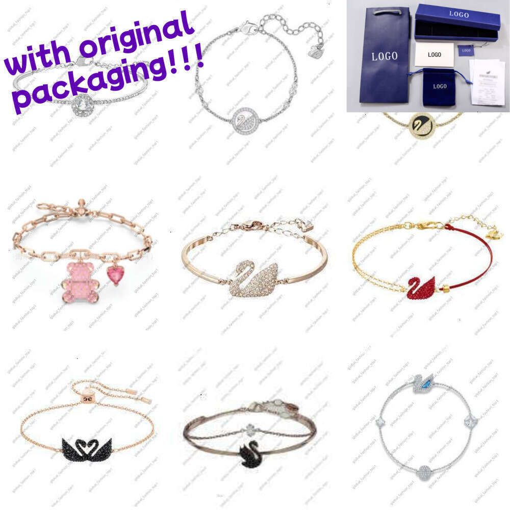 Swarov Designer For Woman Solid Color Tennis Bracelets Version Jumping Heart Red Crystal Bracelet Womens Light Luxury Simple And Dynamic Goose Gift 90a
