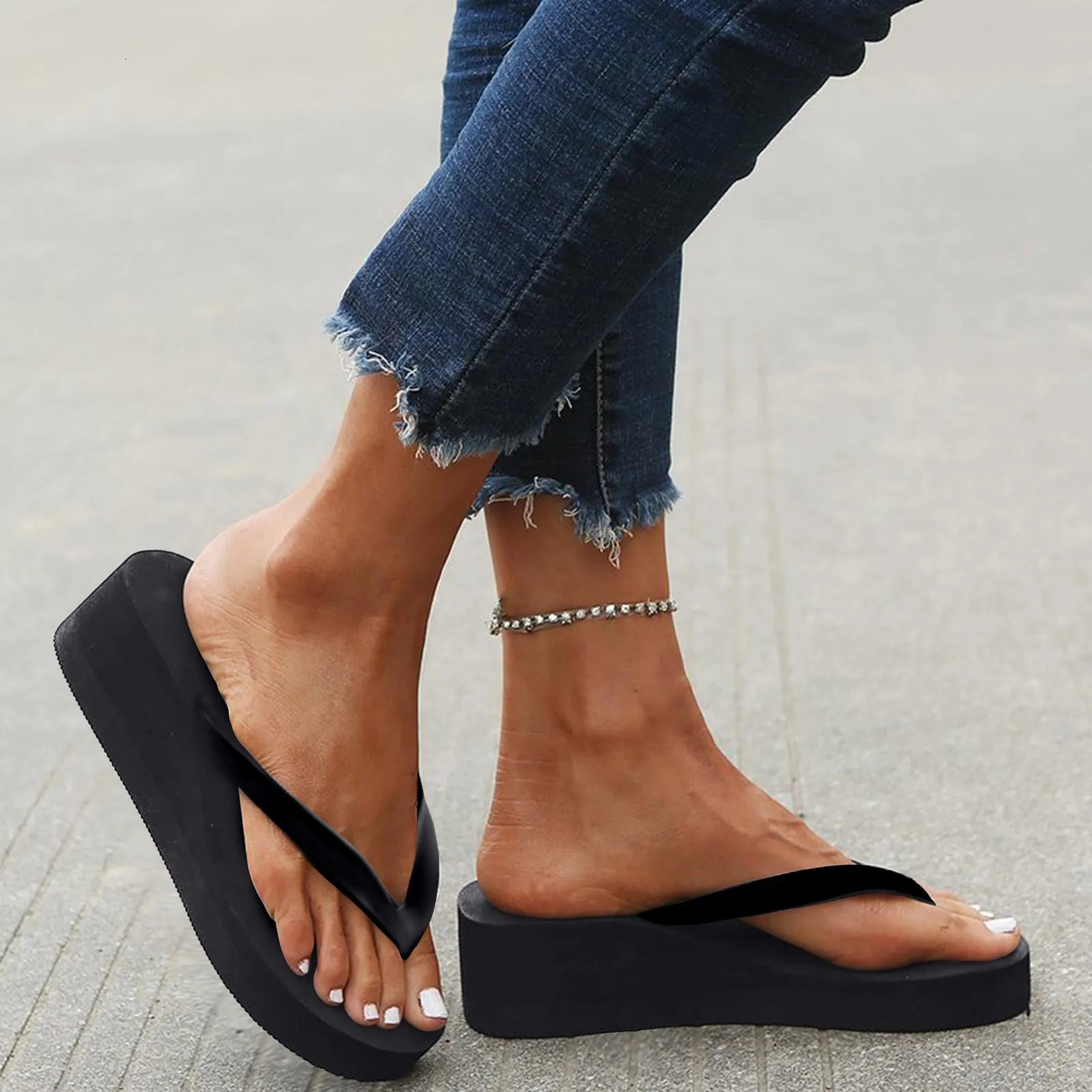 WomenS Thong Slippers Summer Platform Slope Heel Wedges Bohemian Beach Shoes Slippers Sandals Memory Foam Flip Flops Rain Boots 250614