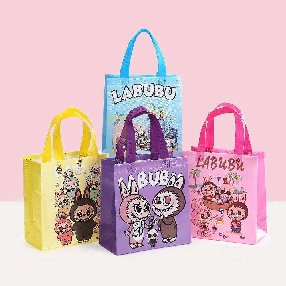 Women's Bags Designer 10/20Pcs Cartoon Labubu Candy Snacks Birthday Non-Woven Gift Tote Bags Shopping Portable Paper Bag For Gifts 23X22x11cm