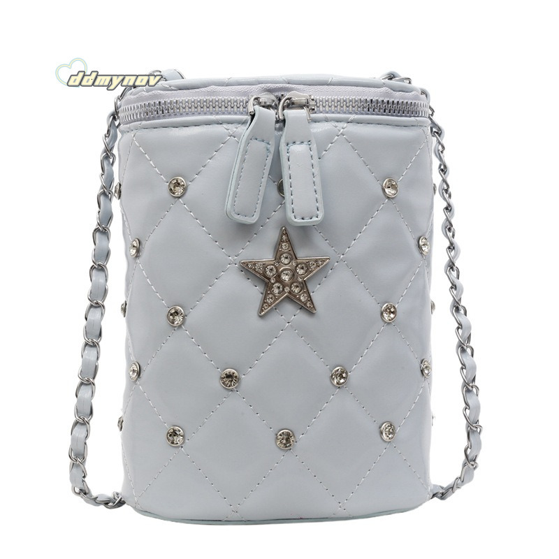 High-End Trendy Fashion Underarm for Women 2025 New Diamond-Encrusted Chain Small Square Single Shoulder Crossbody Phone Bag ddmynov