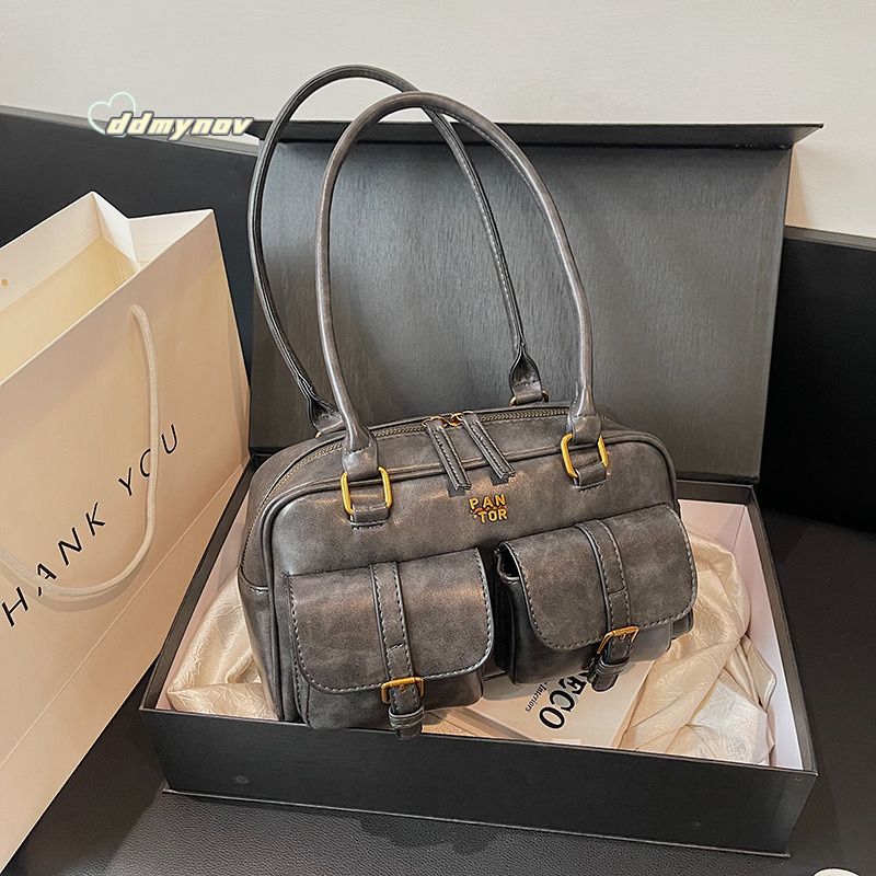 Milad Brown for Women 2024 New Autumn Winter Boston Commuter Underarm Shoulder Pillow Bag ddmynov ddmynov