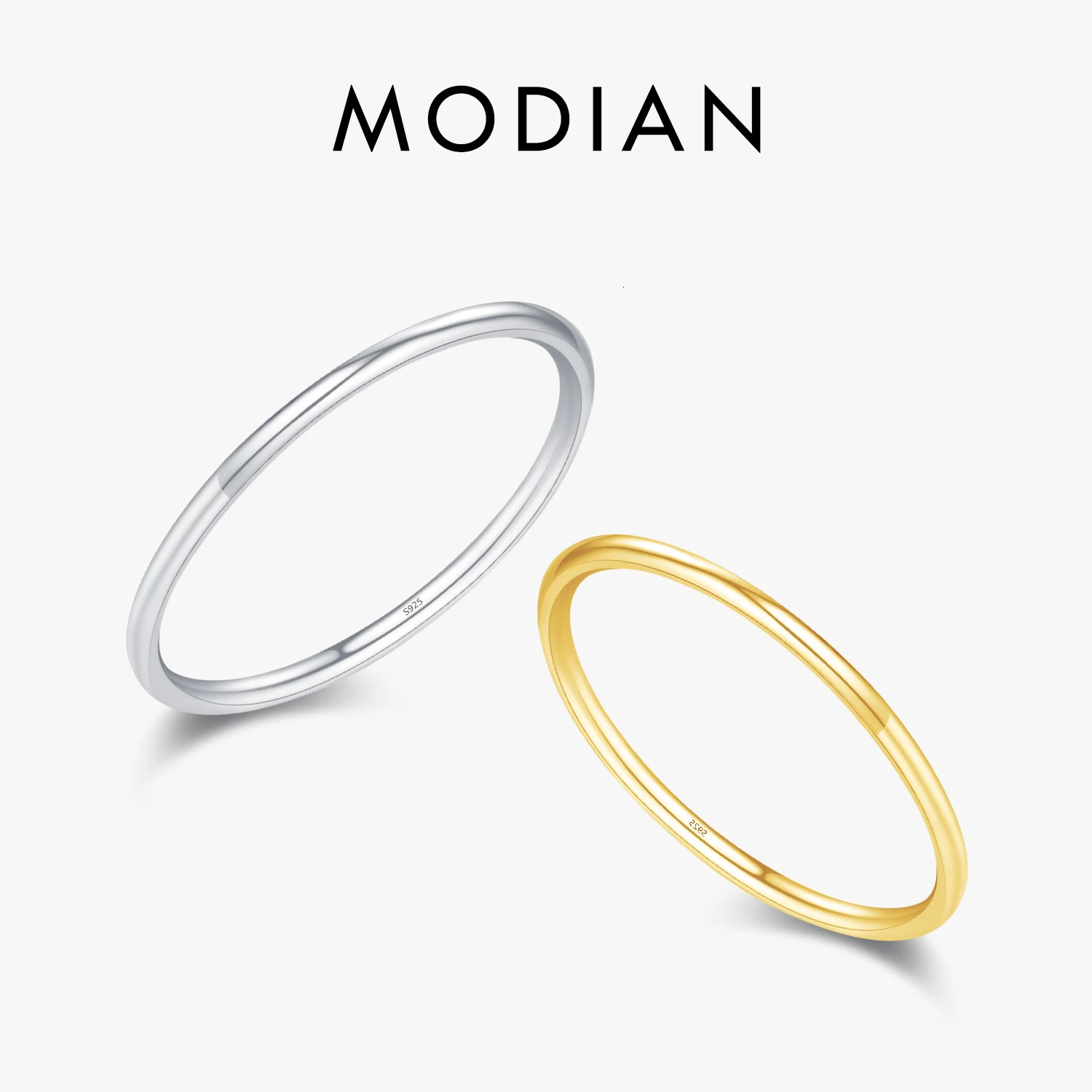 MODIAN 925 Sterling Silver Minimalist Thin Stackable Fashion Rings Classic Gold Color Fine Jewelry For Women Girl Party Gifts 250610