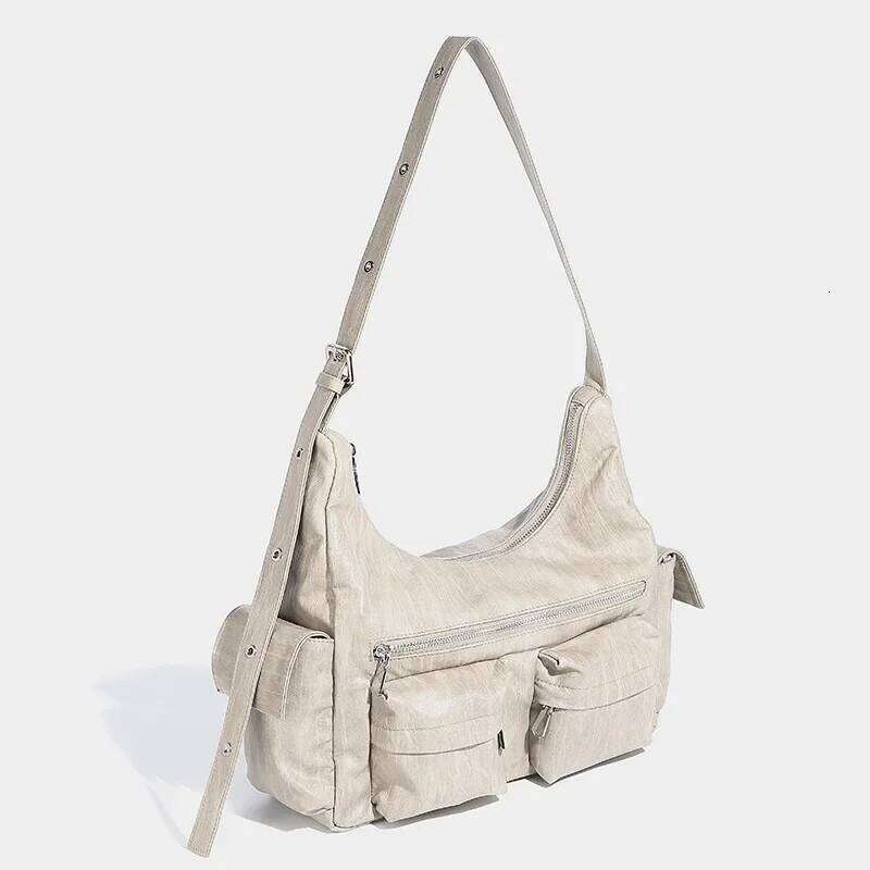 Women's Leather Satchels Handbag Motorcycle Girls Underarm Bag Female New Trendy Double Pockets Single Shoulder Daily Bags