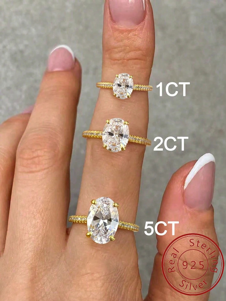925 Sterling Silver Zirconia Gorgeous Shiny 1-5CT Oval Stone Ring For Women Engagement Wedding High Quality Fine Jewelry 250610