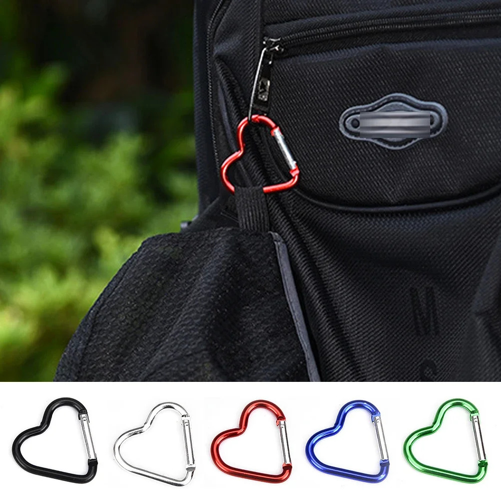 10PcsSet Outdoor Carabiner Heart Shape Keychain Clip Aluminum Alloy Rings Climbing Clips Spring Snap Hook Durable 250611