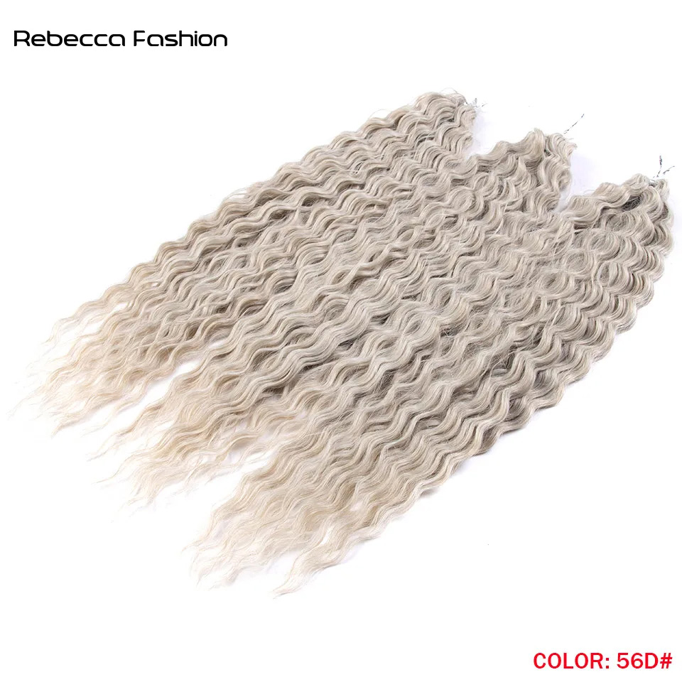 Rebecca Fashion Ariel Curl Water Twist Crochet Synthetic Braid Ombre Blonde 22 Inch Deep Wave Braiding Hair Extension