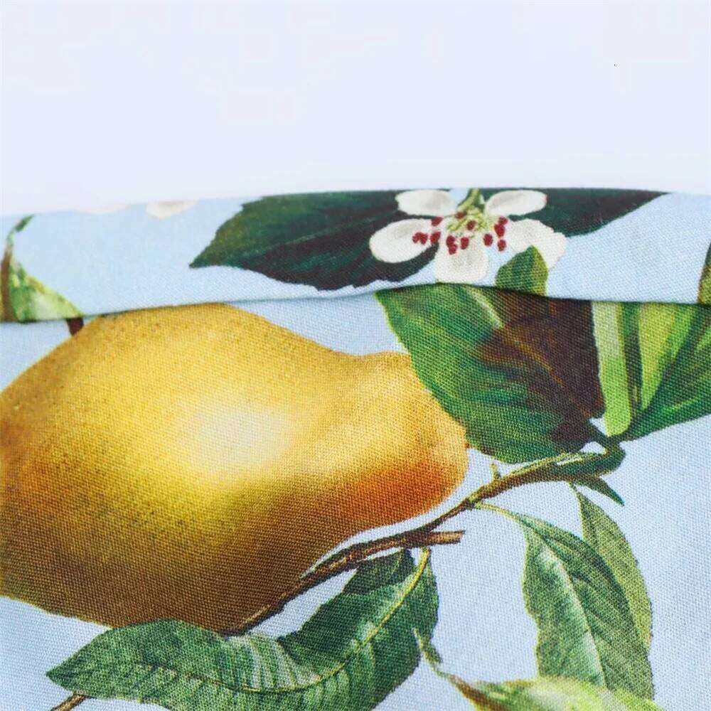 2025 Autumn New Product Women's Fashion Casual Collar Short Sleeve With Belt Fruit Printed Dress