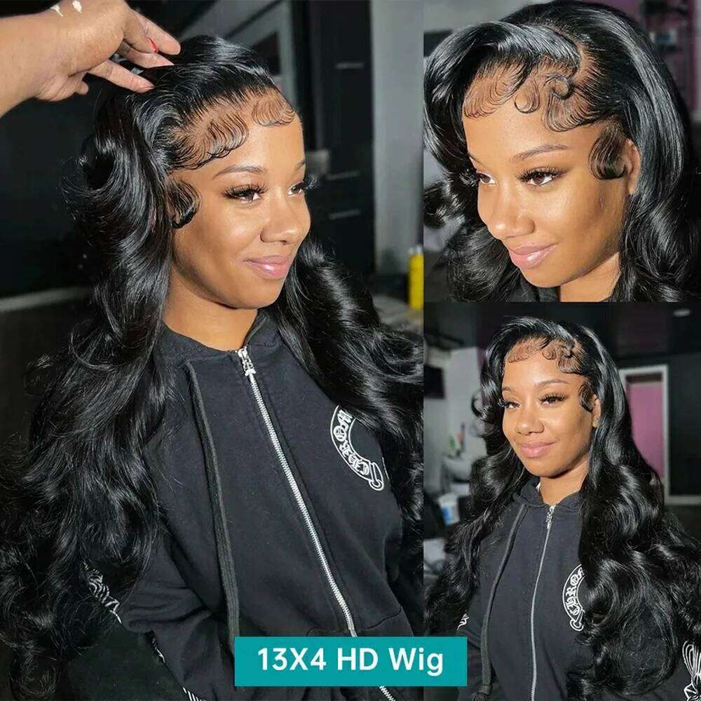 Glueless Body Wave Human Hair Brazilian 13x4 13x6 HD Transparent Front Wig Pre Plucked 4x4 Lace Closure Wigs For Women