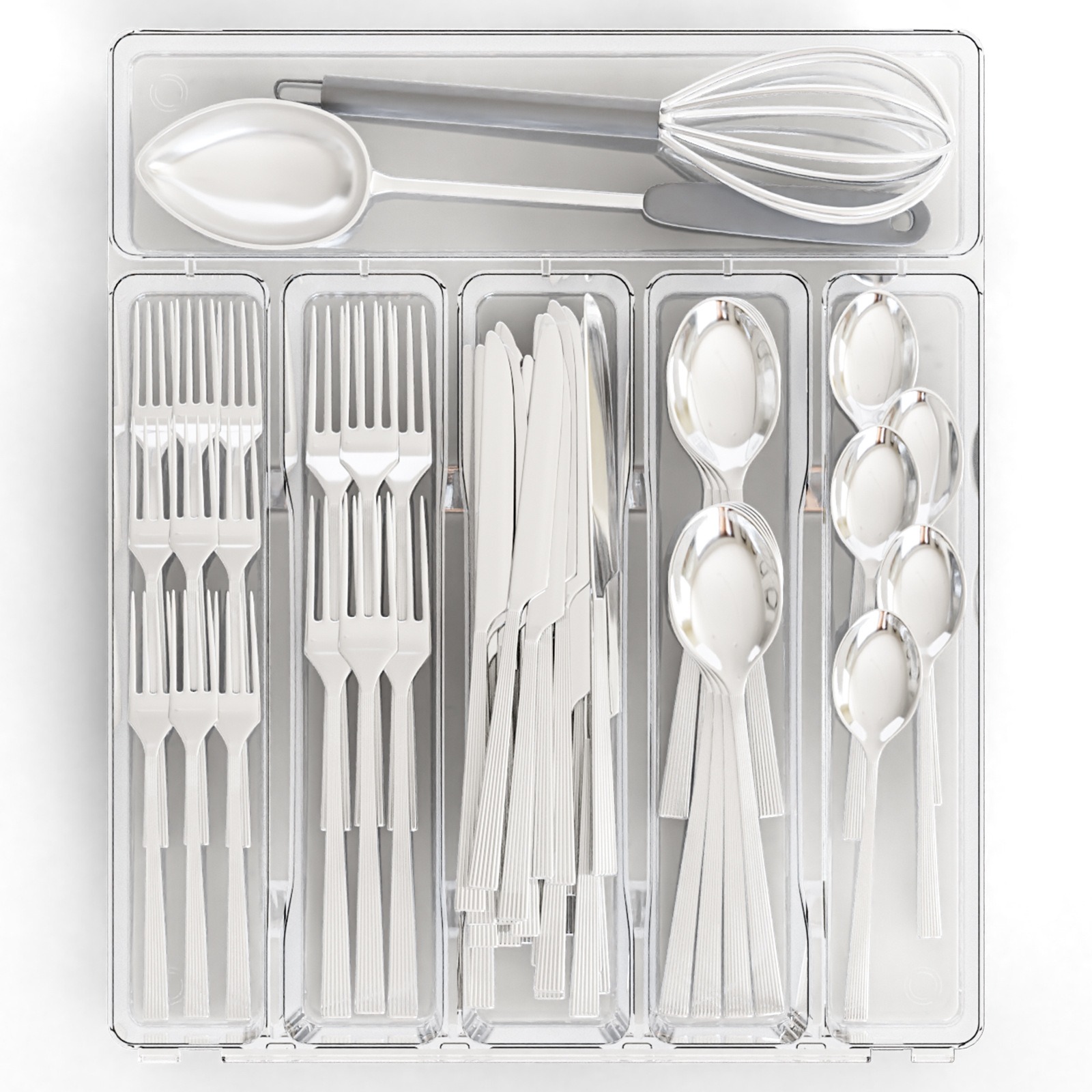 icedog Silverware Organizer for Kitchen Drawer Expandable Knives Spoons Cutlery Storage Solution Multipurpose Drawer Organizer (Fits Standard 12.6&quo