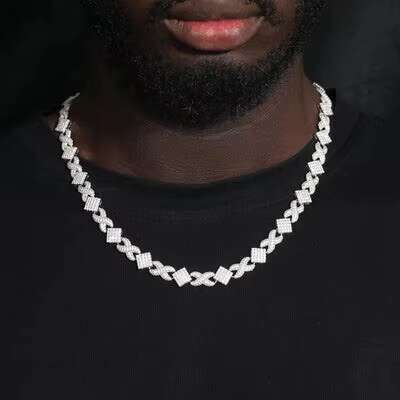 Mens Hip Hop S925 VVS Moissanite Cross Necklace Full Iced Cuban Link Chain Sterling Silver Bling Fine Jewelry for Christmas