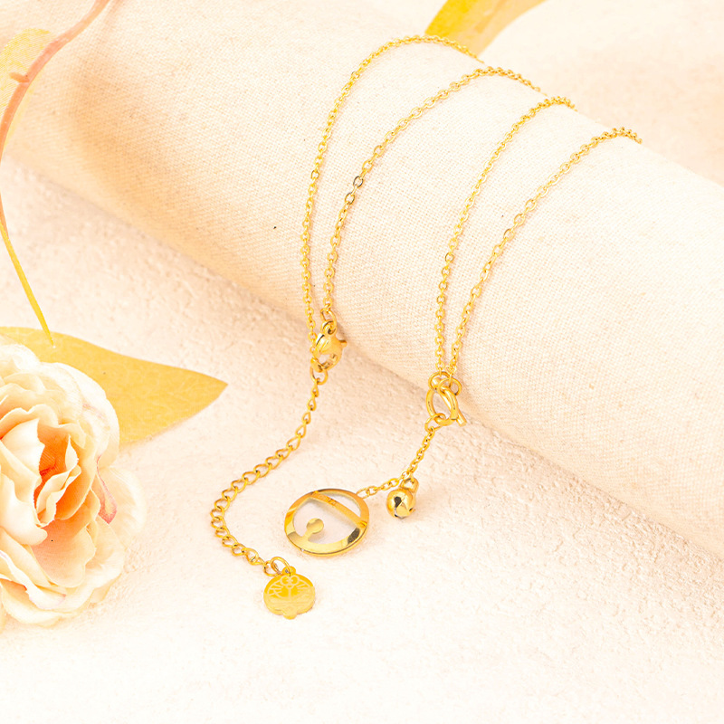 Light High-End Exquisite Round Necklace for Women Stainless Steel Fashion Simple Non-Fading Jewelry