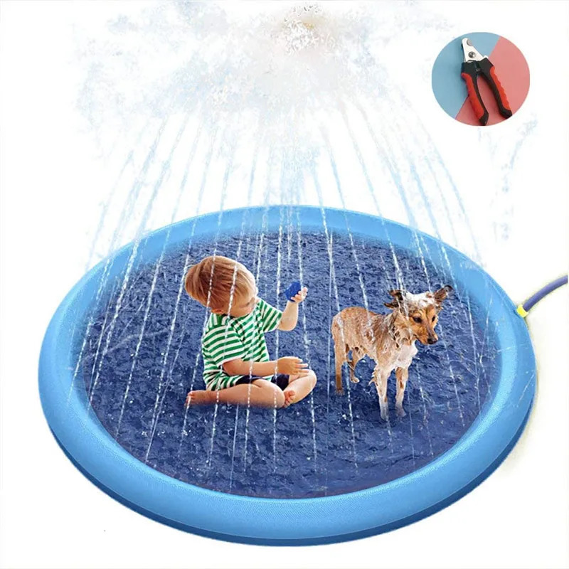 Refreshing Dog Sprinkler Pad Summer Play Cooling Mat Swimming Pool Outdoor Interactive Fountain Splash Sprinkler Pad for Dog Toy 250614