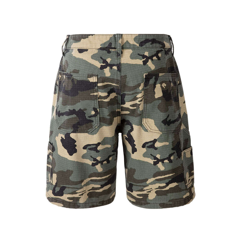 25FW Hip-Hop Streetwear Classic Cargo Pants Yellow Turquoise Camouflage Shorts Outdoor Men's Casual