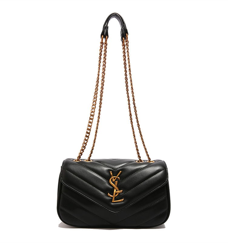Free shipping designer 2025 new Korean version high-end embroidery thread diamond grid fashion envelope bag cloud bag chain bar single shoulder black 