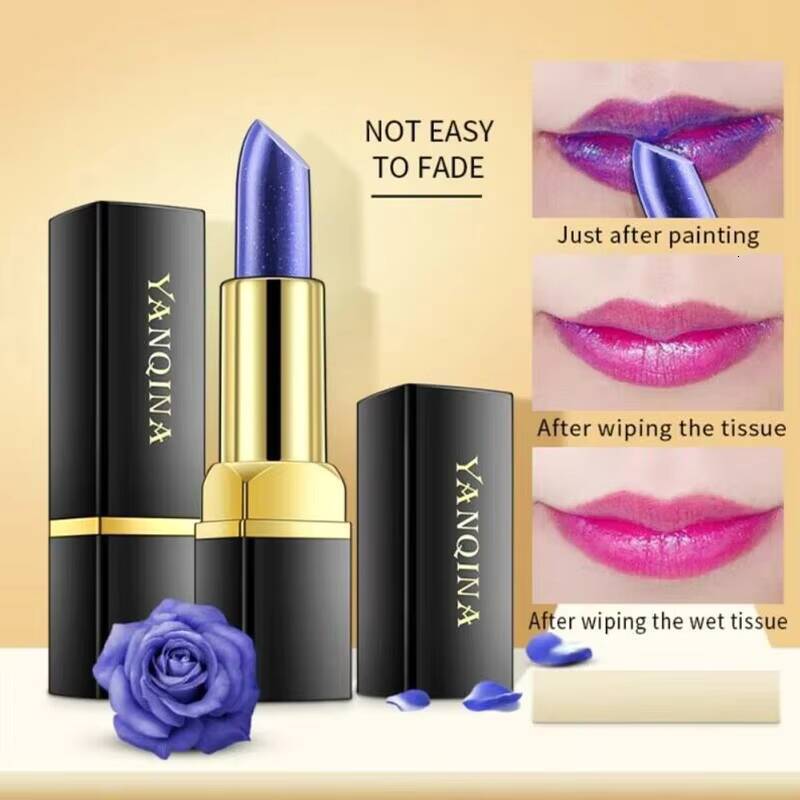 Temperature Color Change Shimmer Lipstick Blue Changed Into Pink Stain Gloss Moisturizing Lip Balm Tint Makeup happy