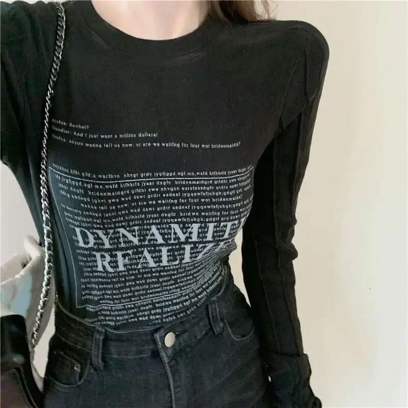 Causal With Sleeves Korean Style Long Sleeve T Shirt for Women 2025 High Quality Y2k Fashion Korea Basic Clearance Tops Woman