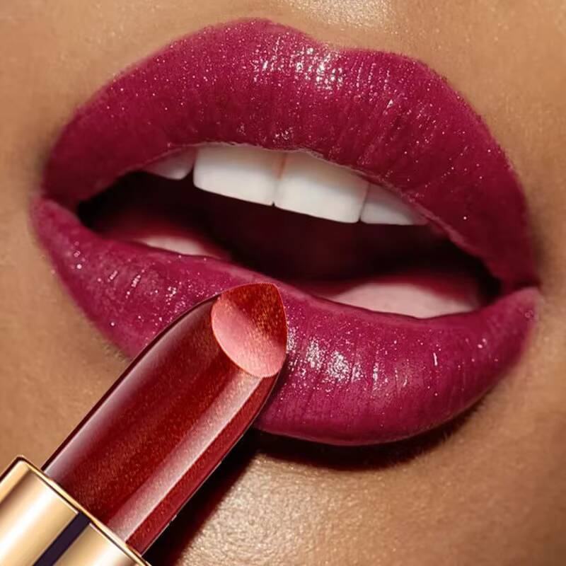 Handaiyan Waterproof Nude Glitter Long Lasting Velve Red Sexy Shimmer Lip Stick Shiny Lipstick Makeup Cosmetics happy