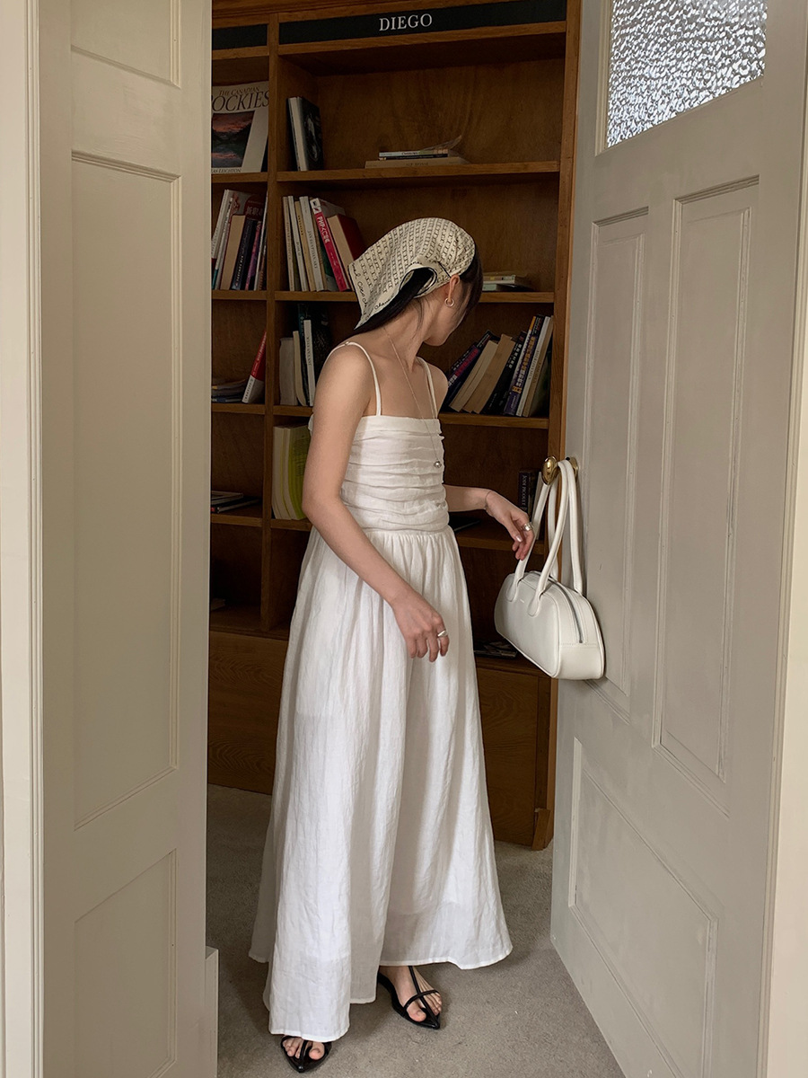 SL160 College Style Loose Lace-up Dress Embroidered Slightly Transparent Long Dress Spring and Summer