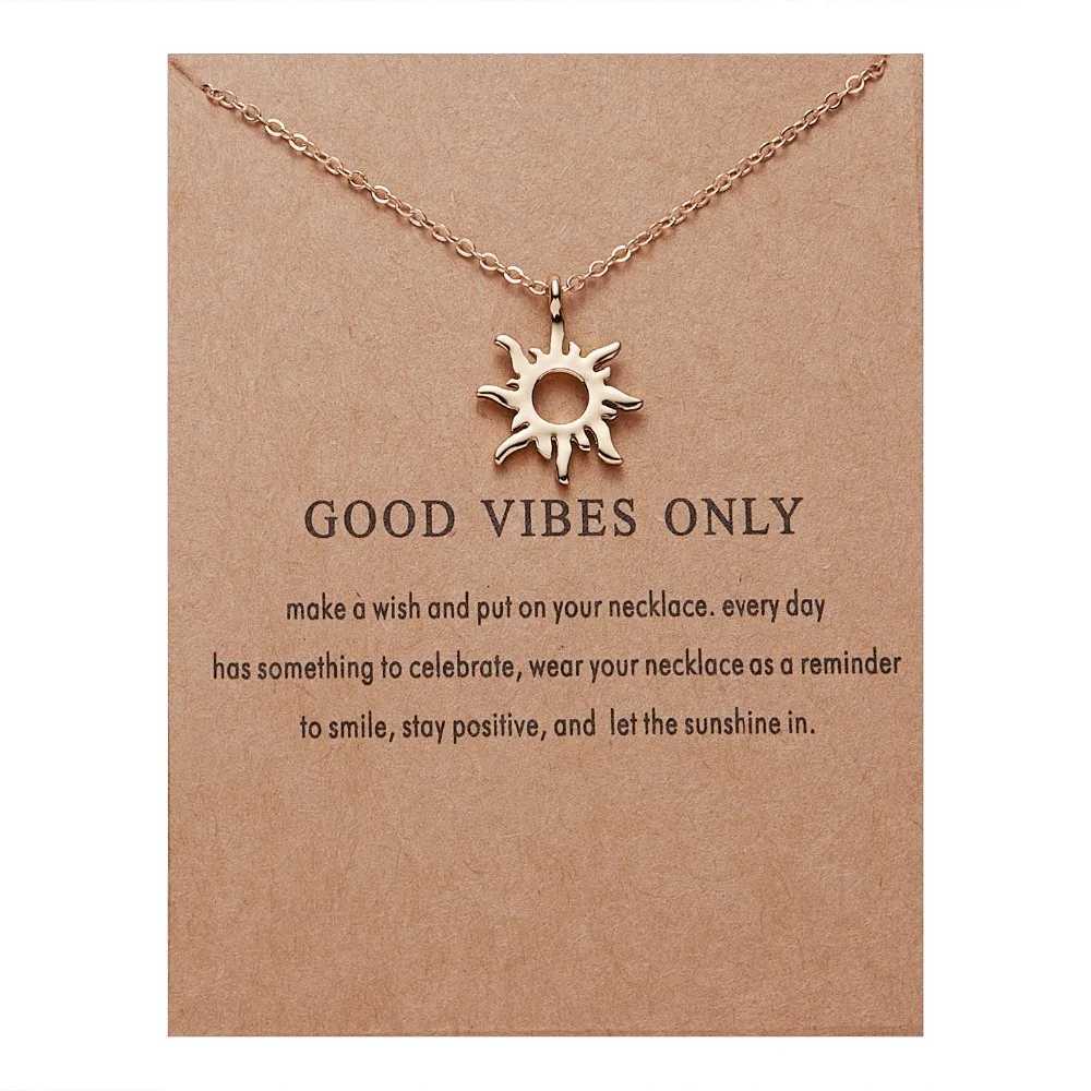 Rinhoo Fashion Sun Necklaces Pendants Gold Color Alloy Pendant Necklace Card Jewelry For Women Girl Jewelry Birthday Gift W250616