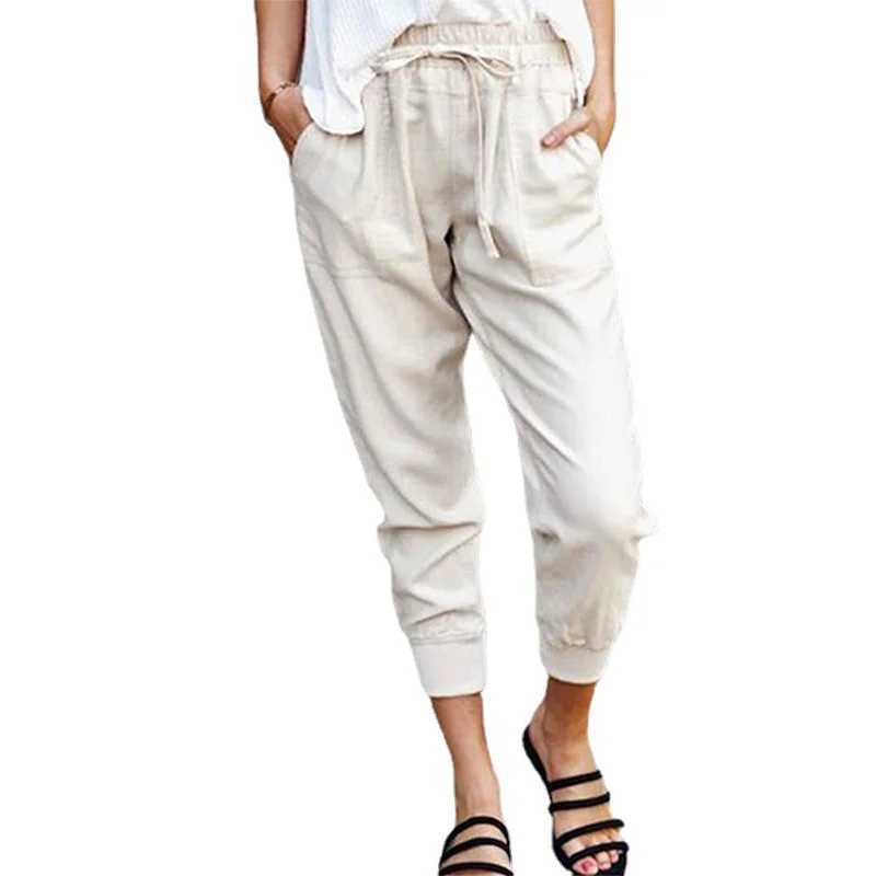 Cross Border Summer New Style Solid Color Simple Lace Up Casual For Women High Waist Slim Fit Pants XJ250616