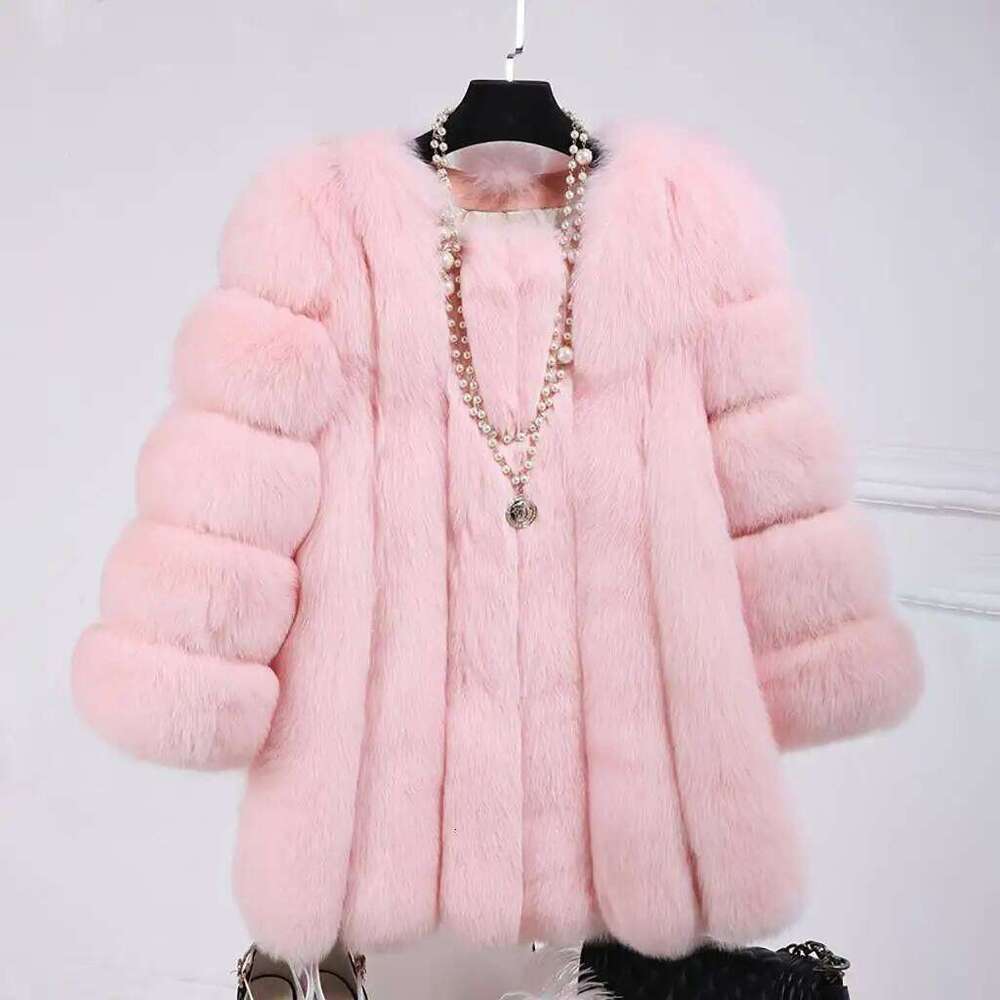 Mink Coats Women 2022 Winter Top Fashion Pink Faux Coat Elegant Thick Warm Outerwear Fake Fur Jacket Chaquetas Mujer