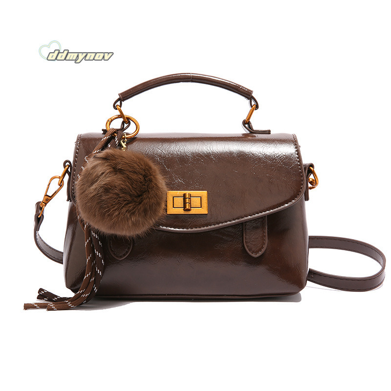 Textured Oil Wax Leather Tote Simple Versatile High-end Shoulder Bag Light Luxury Handbag ddmynov ddmynov