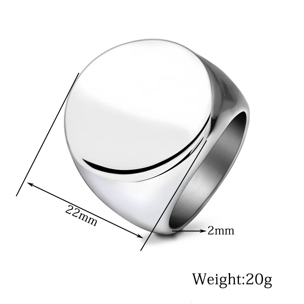 Customized Signet Ring Engrave Name Po Jewelry Stainless Steel Round Men Women For Family Wedding Personalized Gifts 250610