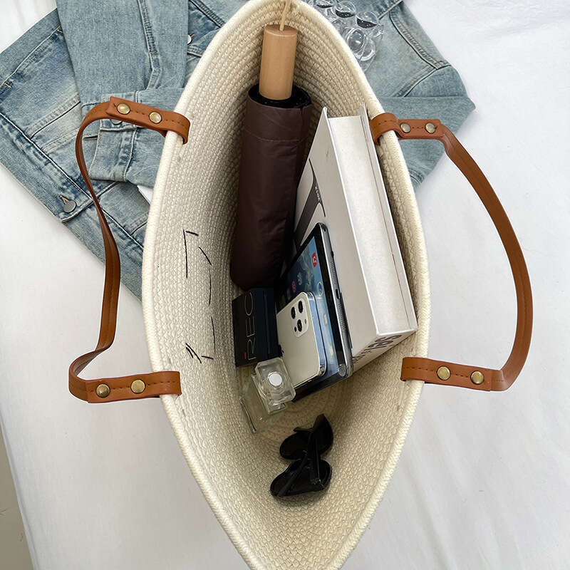 Free shipping designer bag Luxury for Women Trendy Fashion Handbag Embroidered Logo Straw Basket Woven Beach Bag Handbags tote purse Fashionable and v