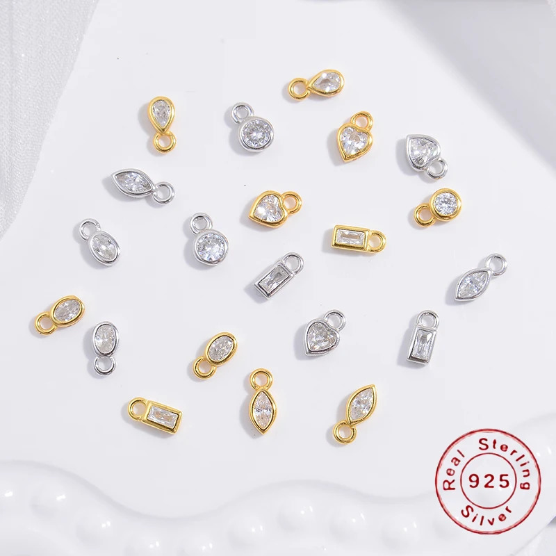 2pcs S925 Sterling Silver Eyes Ellispe Heart Small Charms DIY Necklace Earrings for Jewelry Making Accessories Wholesale SD12 250609