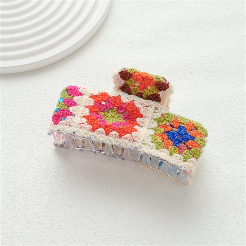 New holiday style knitted hair grip flowers and fruits hollowed out women's small fresh grip clip hair accessories