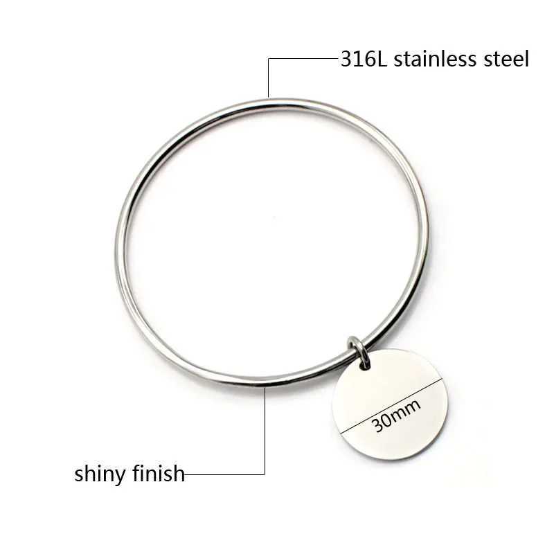 Classic Round Golden Charm Bangle Stainless Steel Women Fashion Jewelry Gold Color Z250616