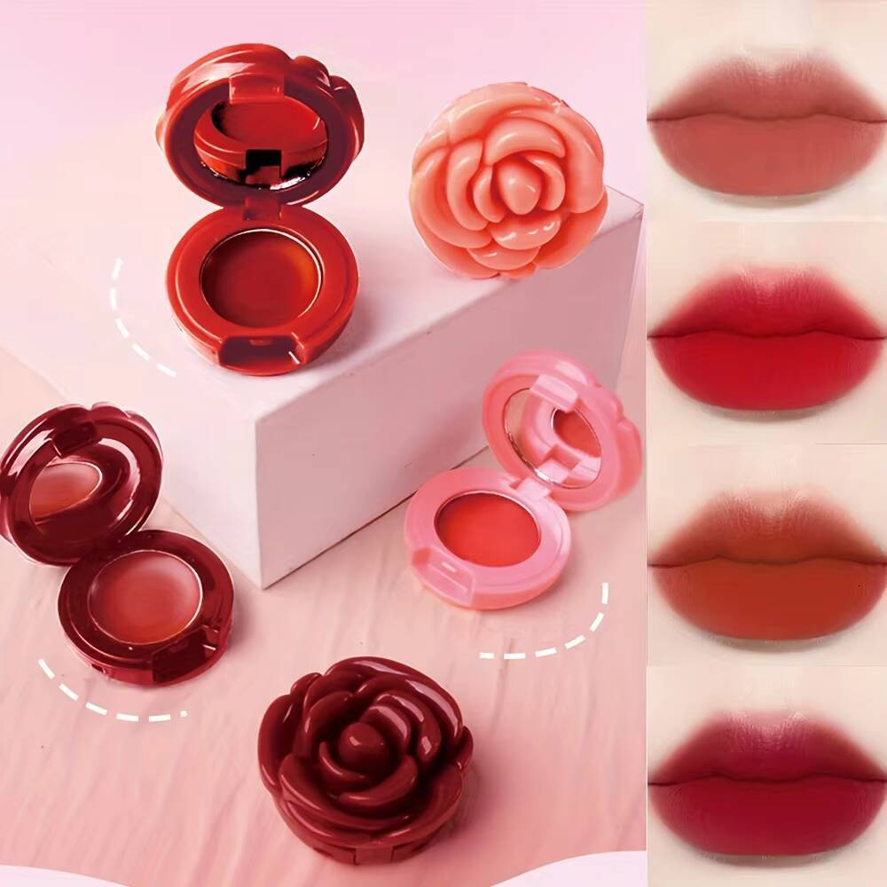 Creative Rose-Shaped Lipstick, Velvet Mousse Lip Clay Long-Lasting Lightweight Matte Makeup Effect for All Skin Types happy