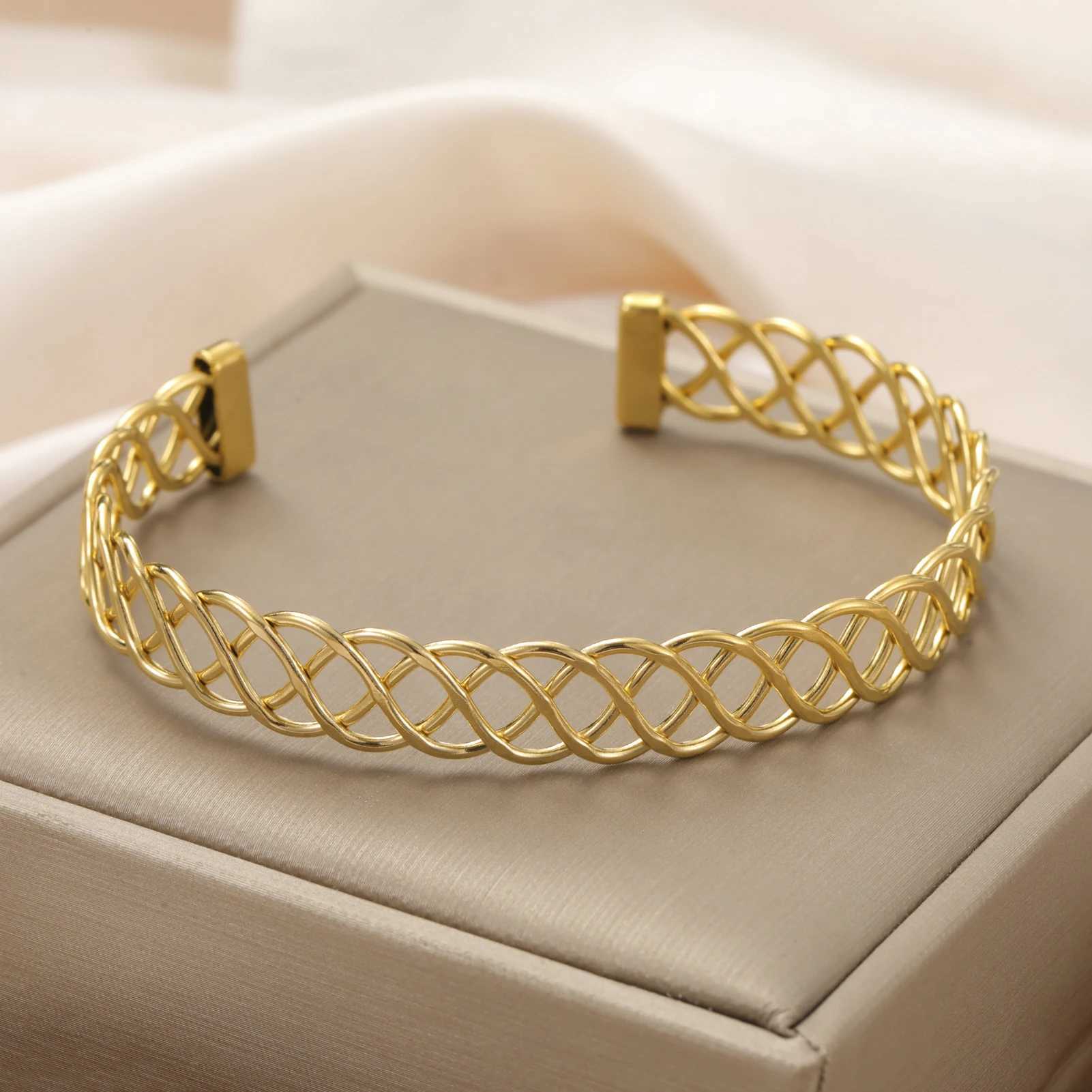 Cazador Stainless Steel Adjustable Geometric Cuff for Women Waterproof Trendy Bangle Hand Jewelry Wholesale Z250616